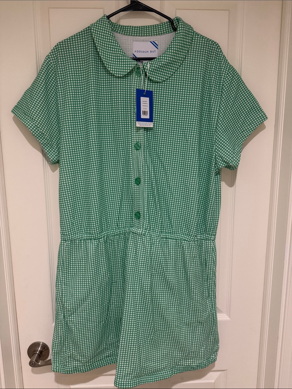 Addison Bay Mint Green Gingham Lennon Romper